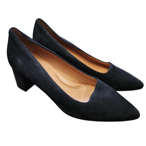 Aquatalia Suede Navy Heels 11 Office‎ Career Business Professional Corpcore Work - Picture 1 of 11